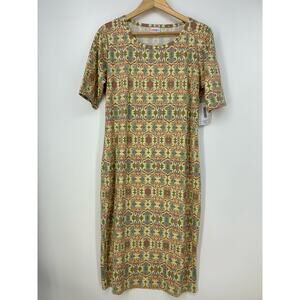 NWT LuLaRoe Women Multicolor Geometric Short Sleeve Julia Pencil Dress Size XL